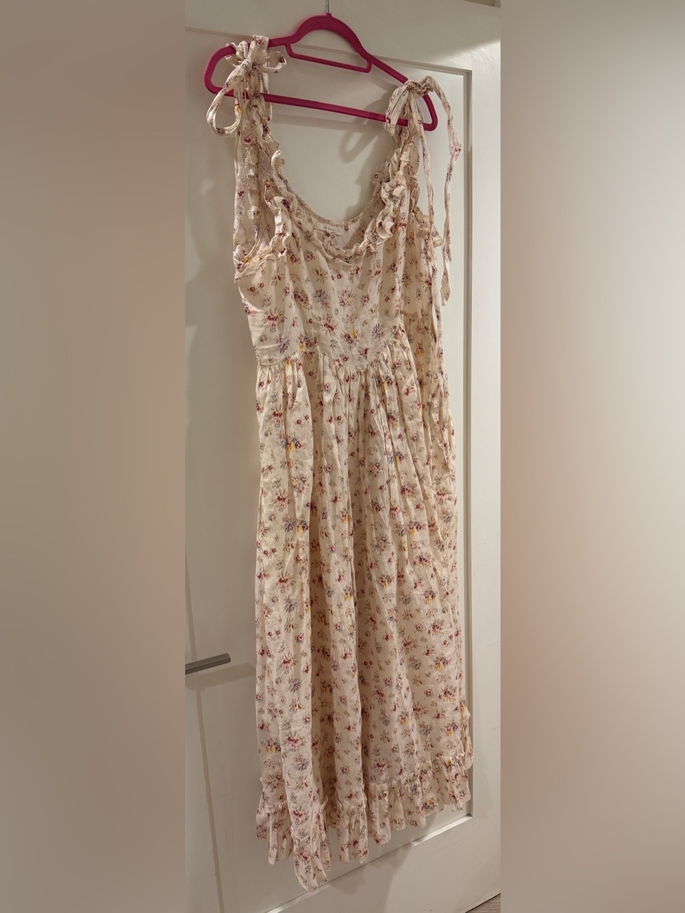 Doen Cream Floral Tie-Shoulder Sundress size XL